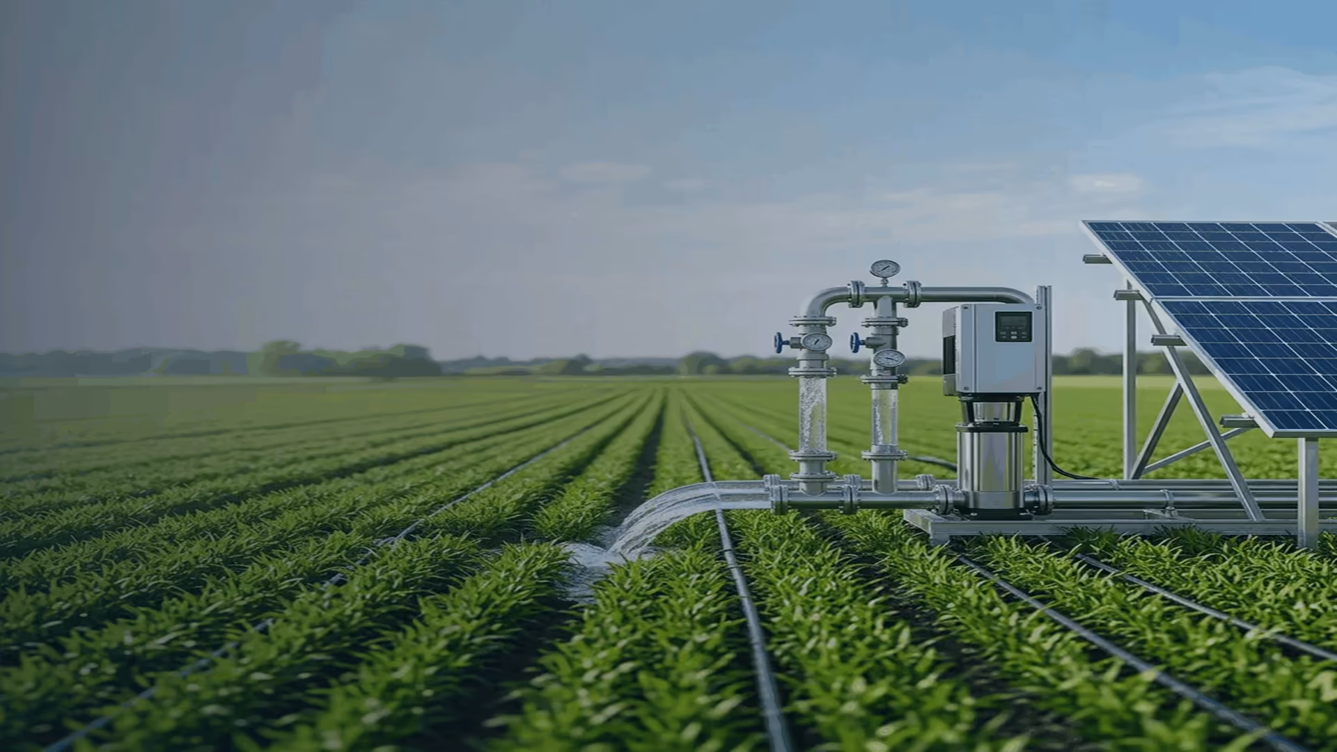 Solar water pumping equipment supporting an agricultural irrigation project.