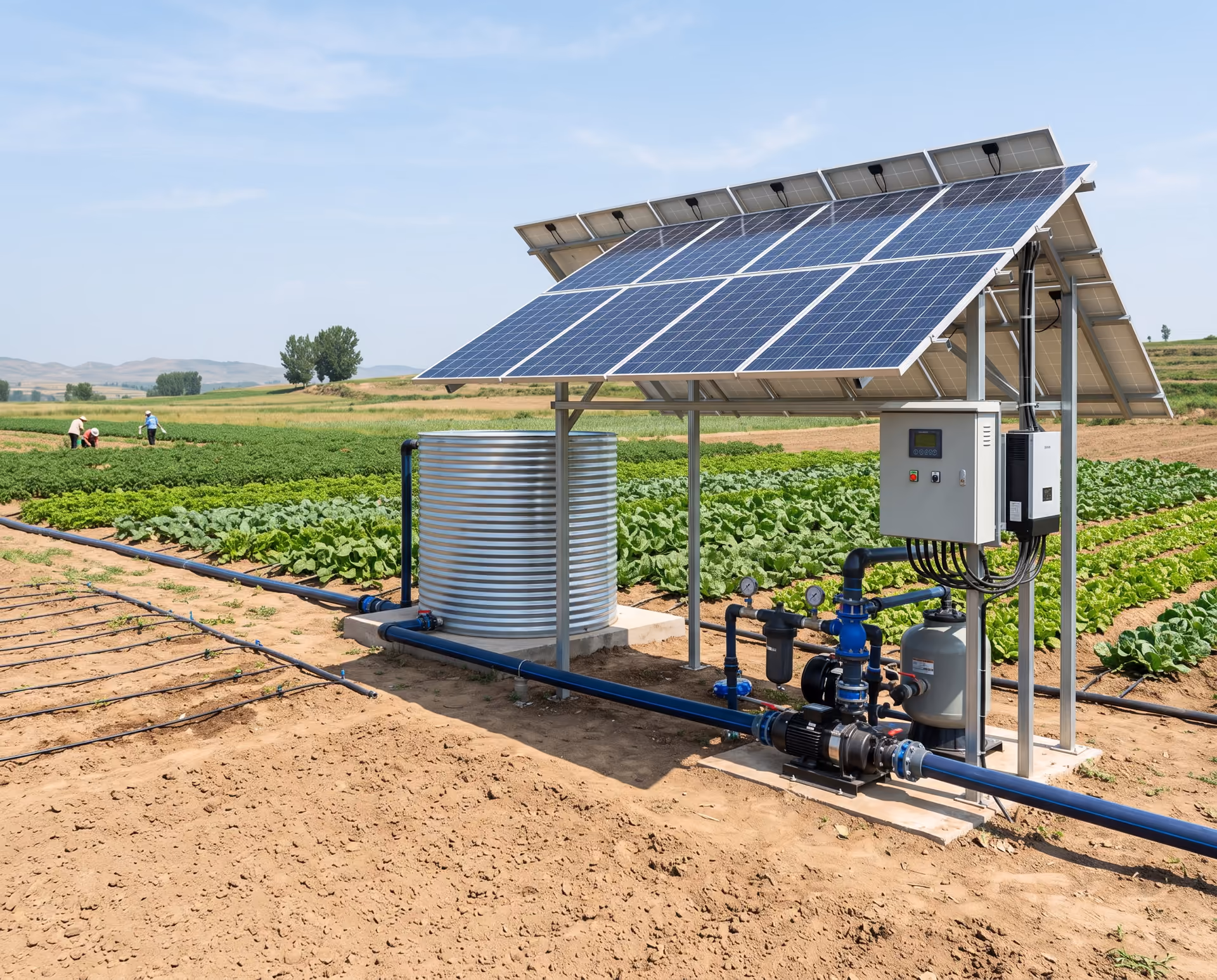 Sistema de bombeo de agua solar con paneles solares
