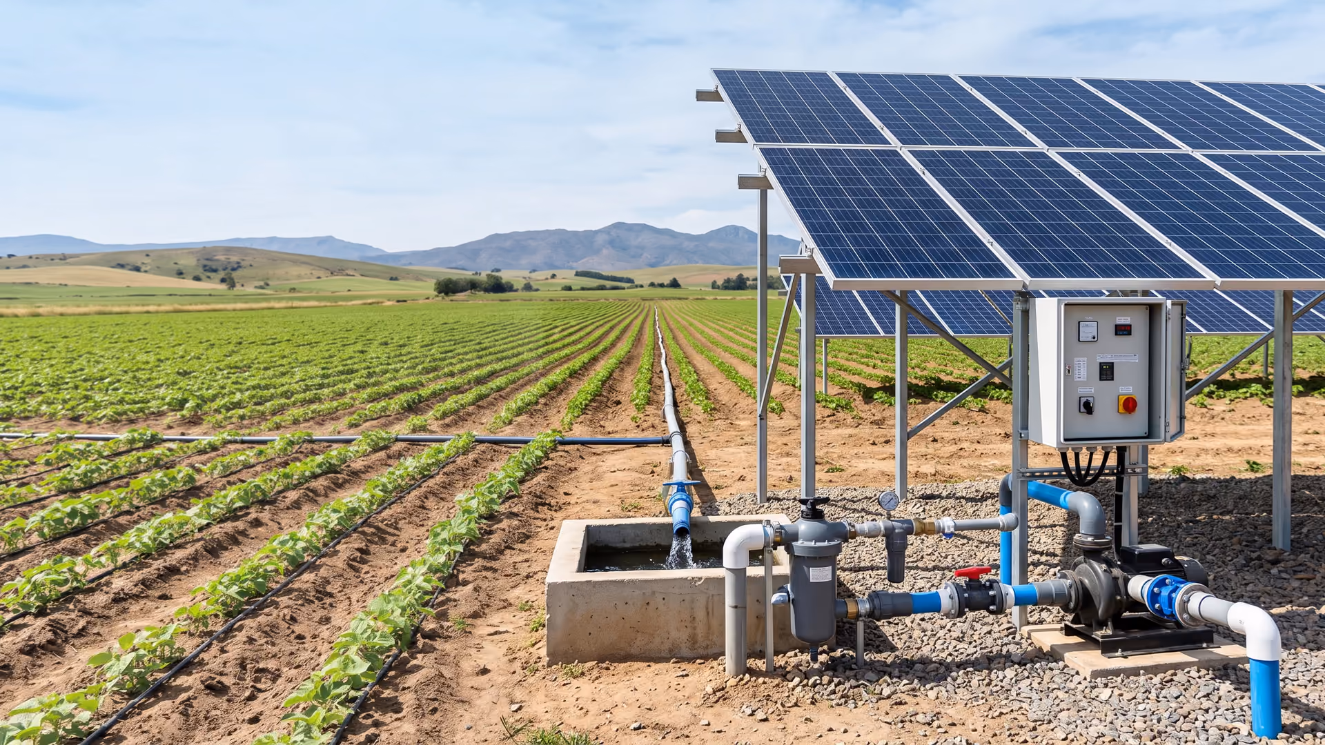 Rakour Solarwasserpumpen- und Bewässerungssystem mit Photovoltaikmodulen